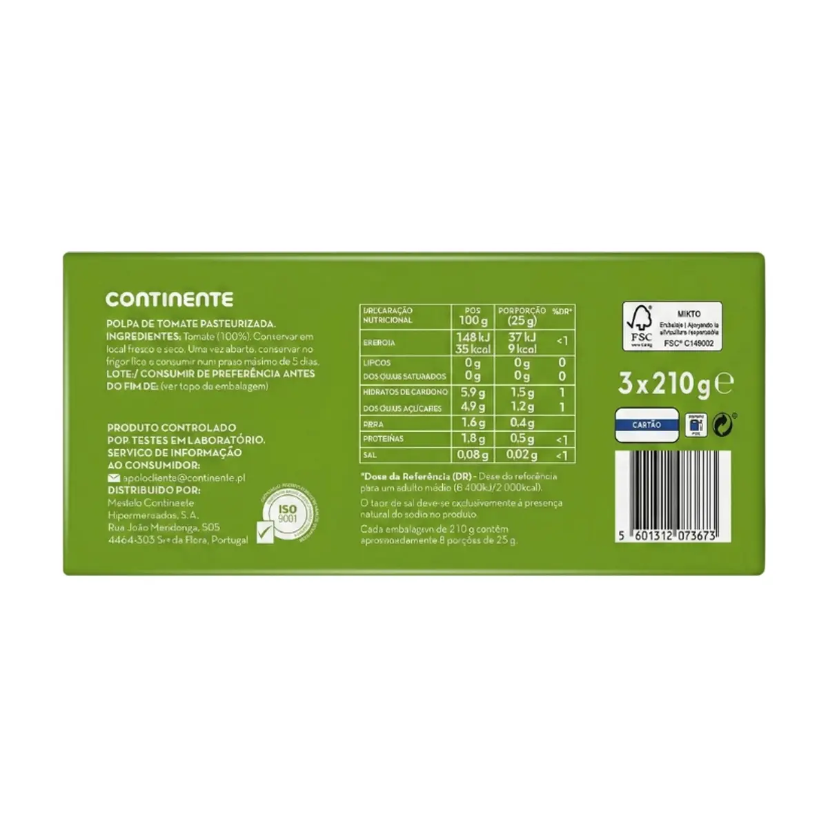 Pulpa de tomate pasteurizada Continente (3 x 210 g / 7.40 oz) - Thumbnail 2