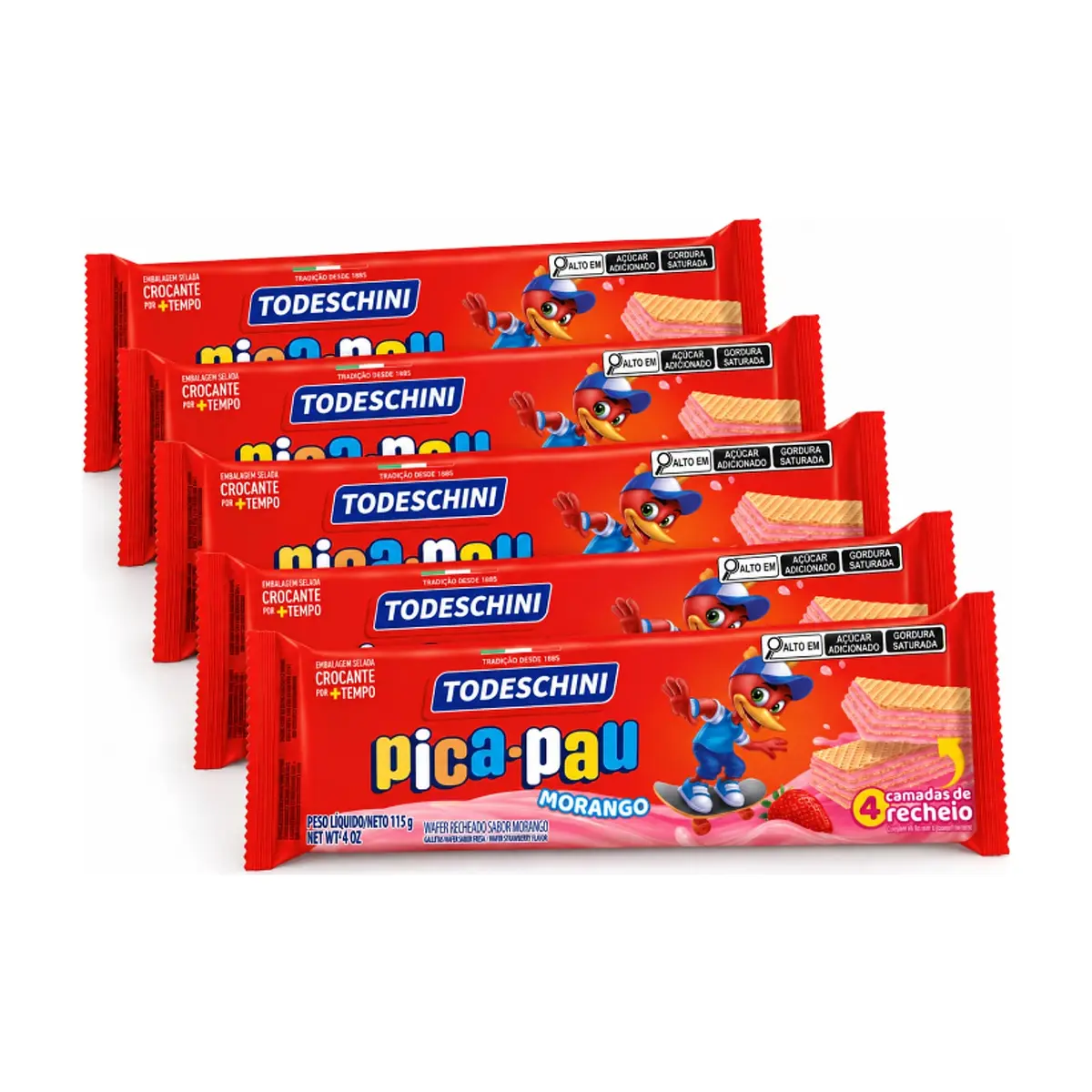 Sorbeto de fresa pica-pau Todeschini (5 x 115 g / 4.06 oz)