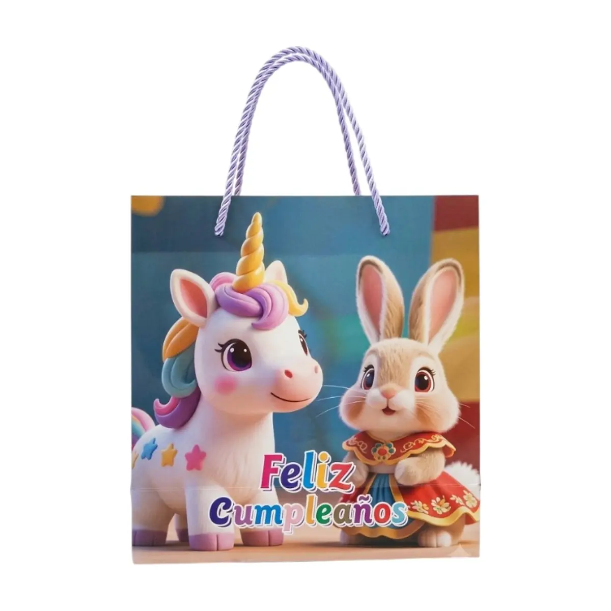 Bolsa para regalo infantil decorado con conejo y unicornio Tiara - Imagen 1