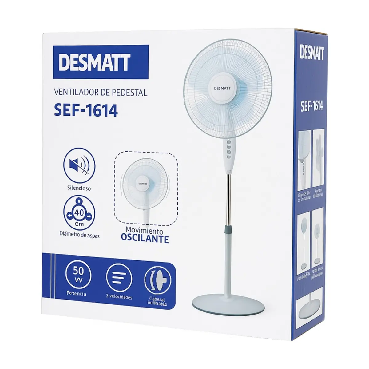 Ventilador de pedestal color blanco Desmatt SEF-1614 - Thumbnail 3