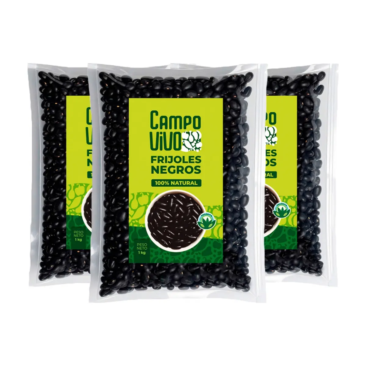 Frijoles negros Campo Vivo (3 x 1 kg / 2.2 lb)