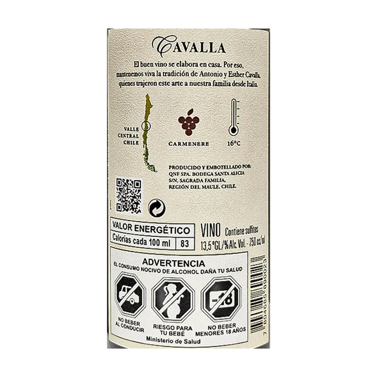 Vino tinto Carmenere Cavalla (750 ml) - Thumbnail 3