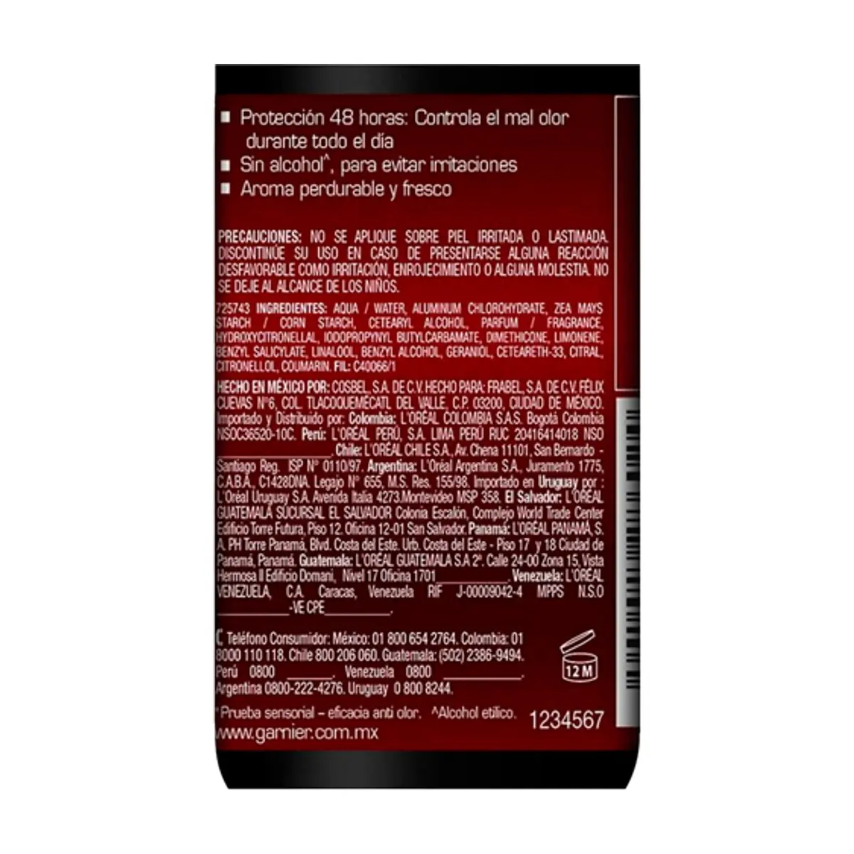 Desodorante antitranspirante para hombre Active Obao Garnier (65 g / 2.29 oz) - Thumbnail 5