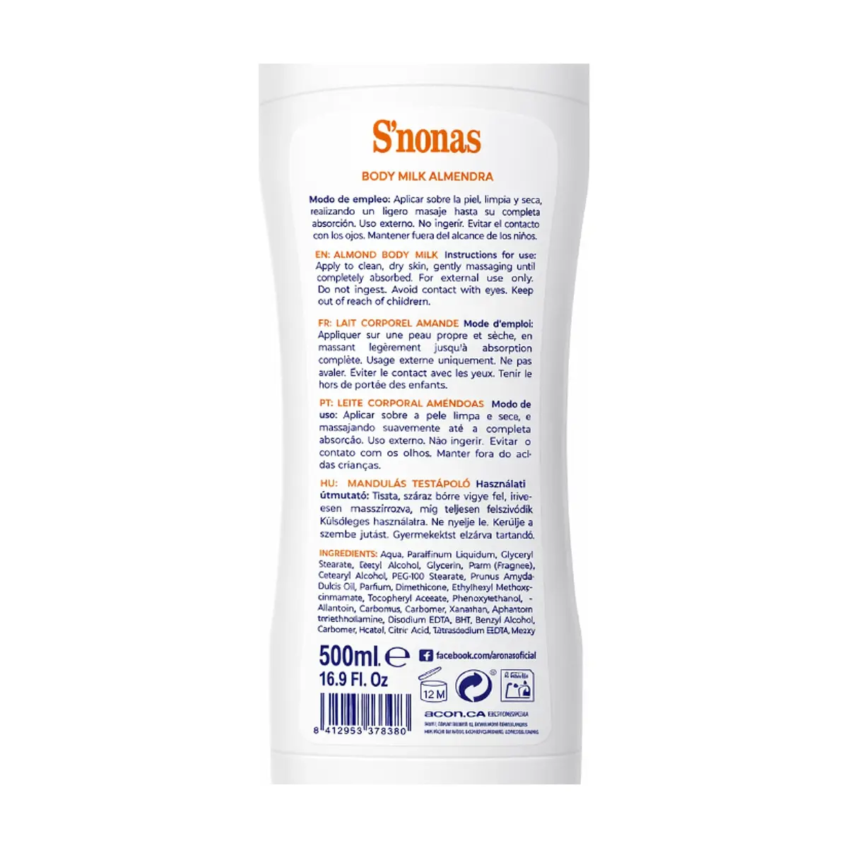 Crema corporal de almendra S'nonas (500 ml) - Thumbnail 2