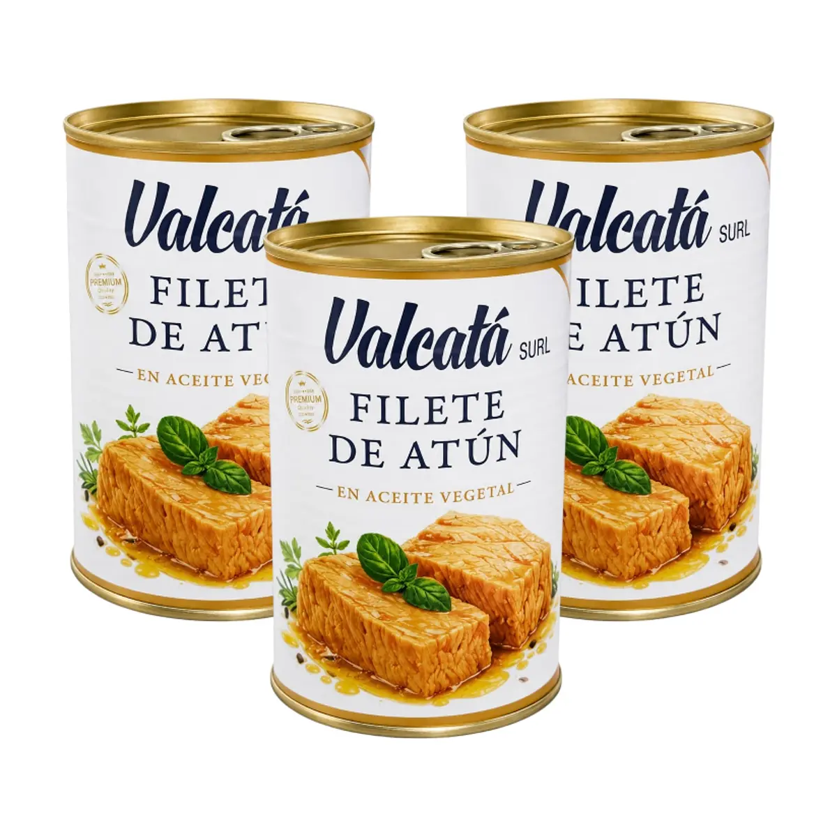 Filete de atún en aceite vegetal Valcatá SURL (3 x 400 g / 14.11 oz)