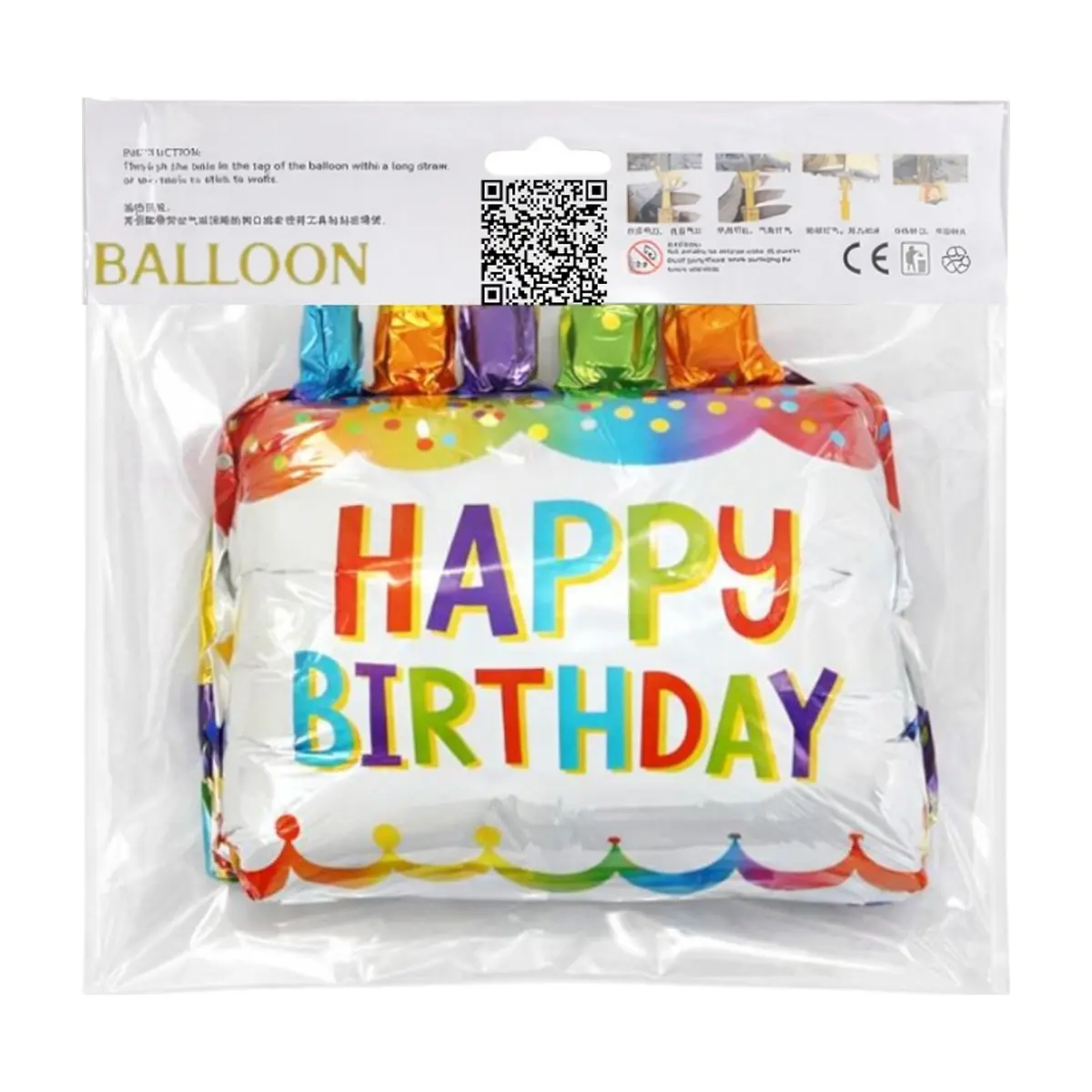 Globo Happy Birthday pastel 61 x 109 cm Ballon - Thumbnail 3