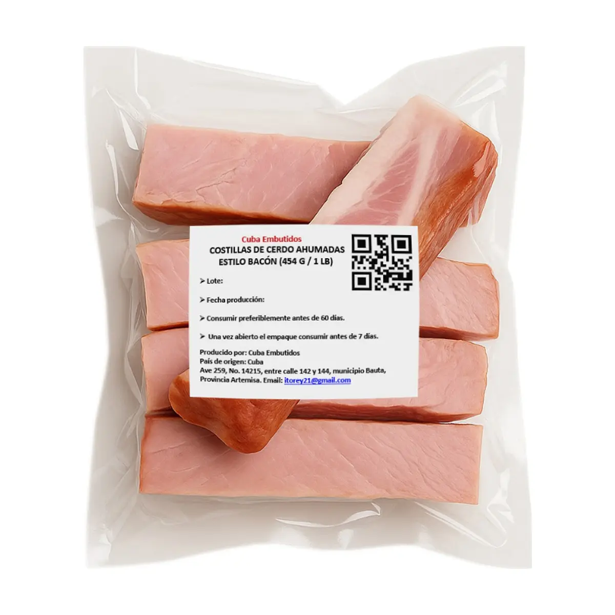 Costillas de cerdo ahumadas estilo bacón Cuba Embutidos (454 g / 1 lb) - Thumbnail 3