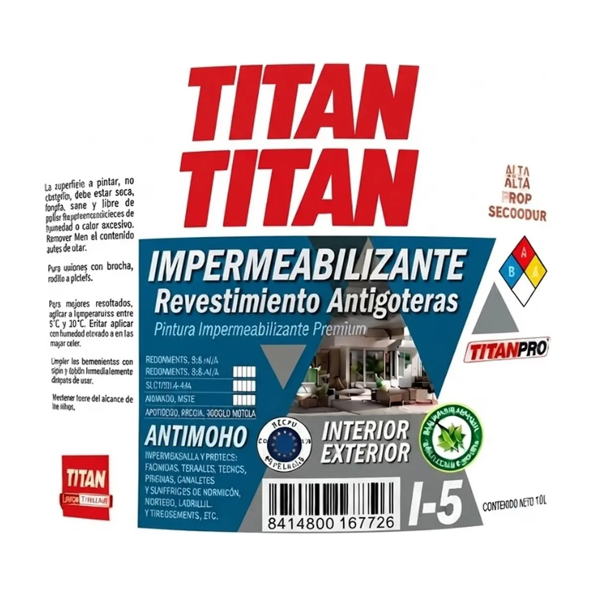 Pintura impermeabilizante revestimiento antigoteras color marfil TITAN (10 L) - Miniatura 2