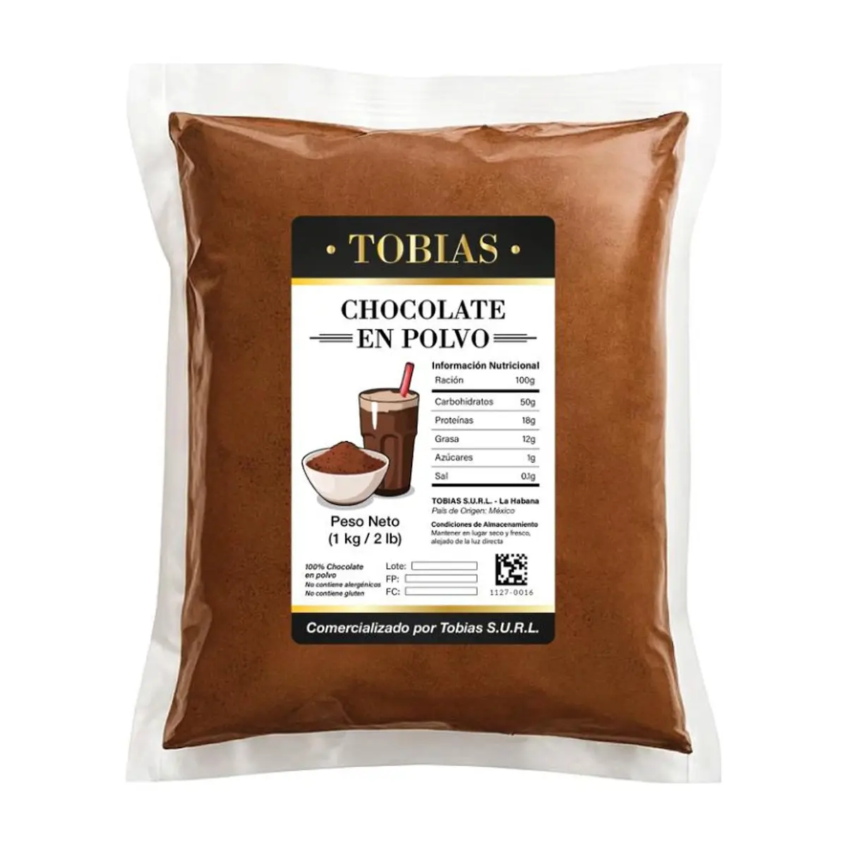 Chocolate en polvo Tobías (454 g / 1 lb) - Miniatura 1