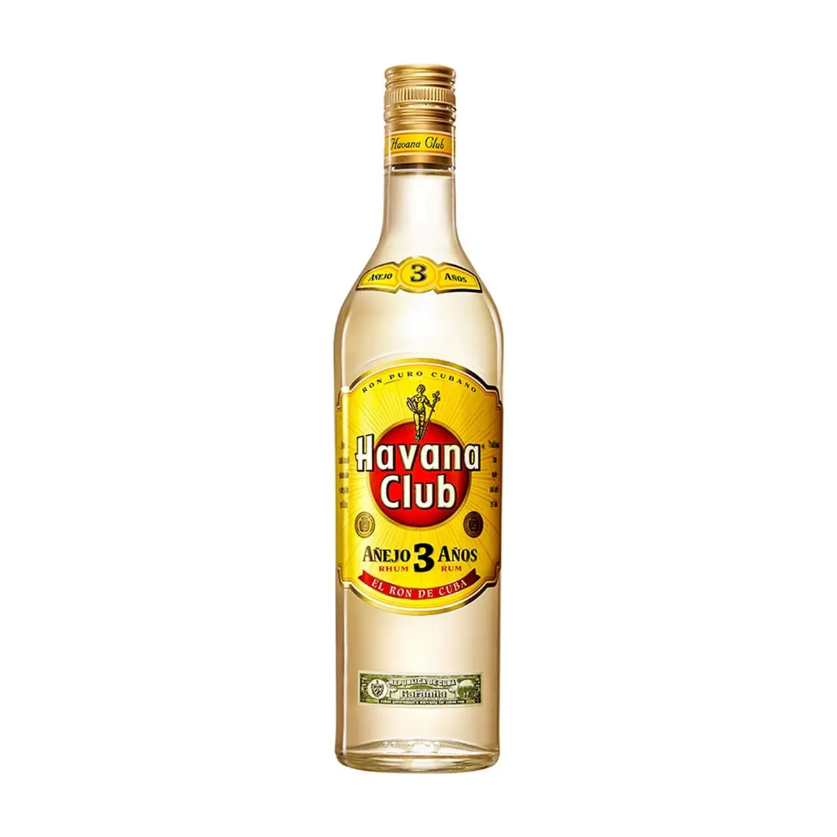 Botella de ron blanco añejo 3 años 40 % vol Havana Club (1 L)