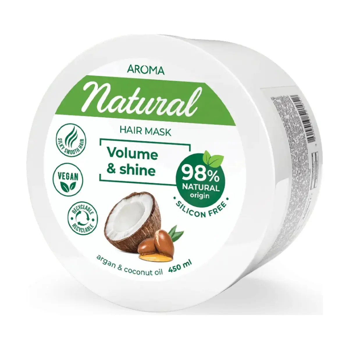 Mascarilla capilar volumen y brillo con aceite de argán y coco Aroma Natural (450 ml / 15.2 fl oz)