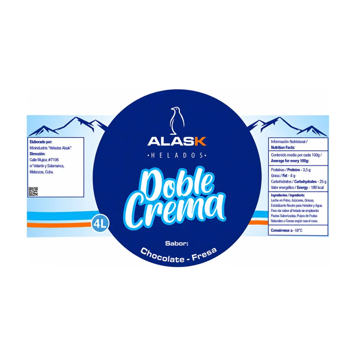 Helado doble crema sabor chocolate y fresa Alask (4 L) - Thumbnail 2