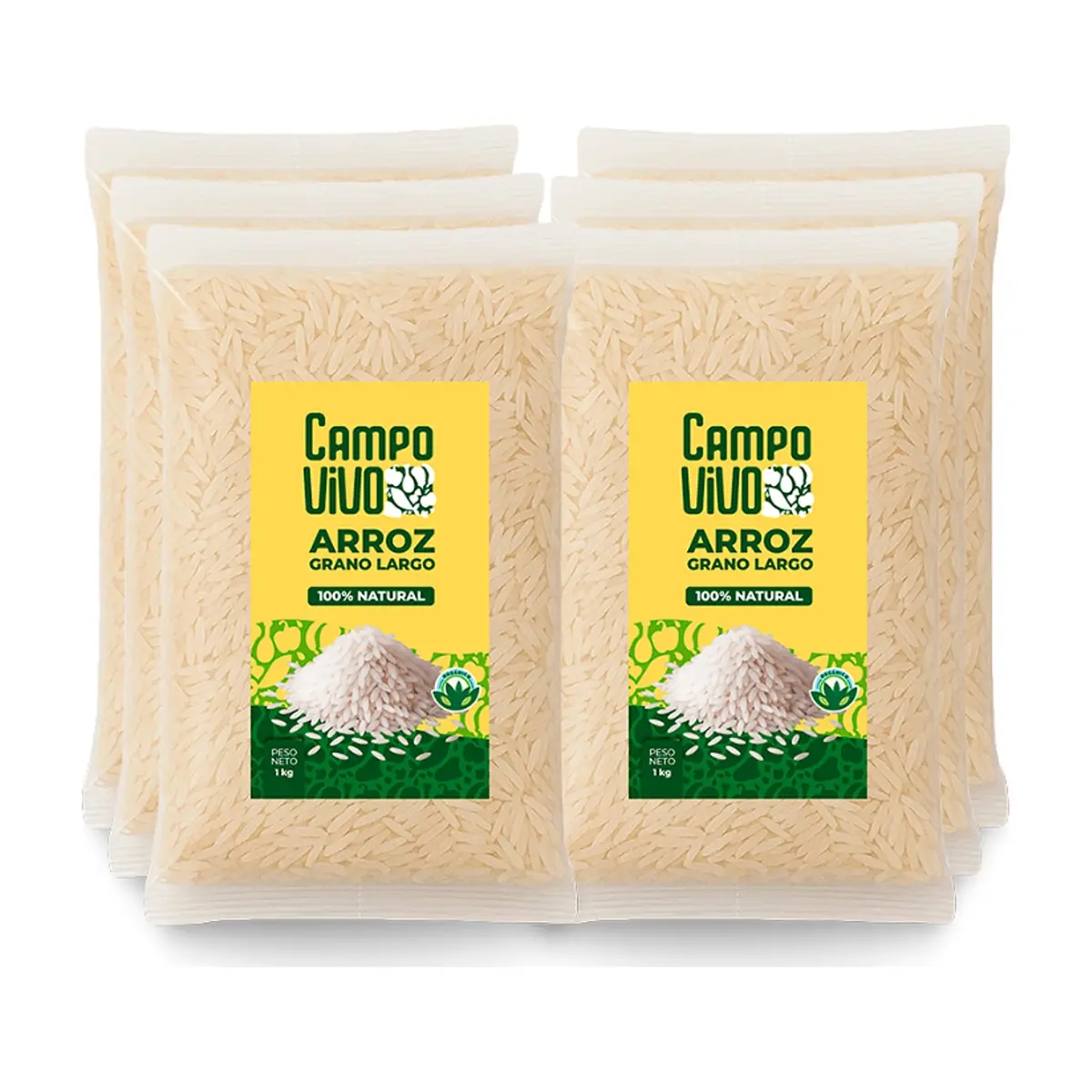 Arroz de grano largo Campo Vivo (6 x 1 kg / 2.2 lb)