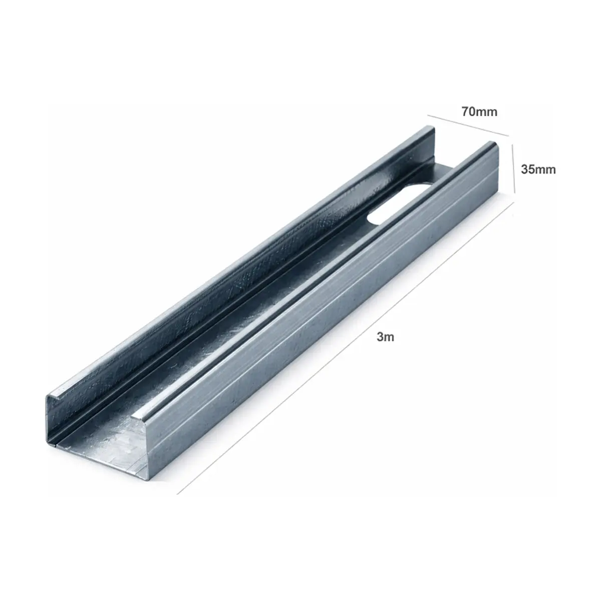 Perfil - Montante galvanizado para tabiques 70 mm x 35 mm x 3 m Super Tape - Thumbnail 5