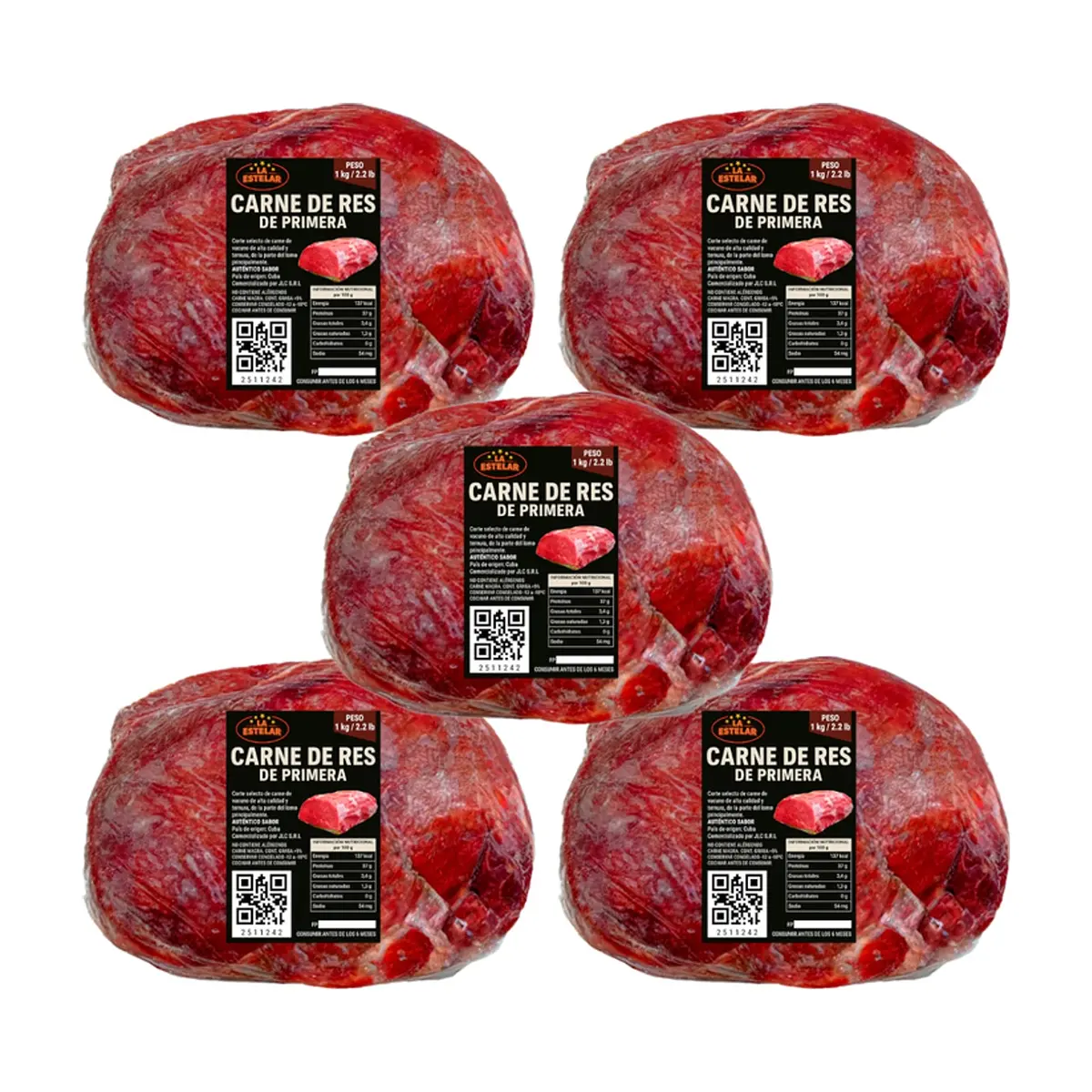 Carne de res de primera La Estelar (5 x 1 kg / 2.2 lb) - Imagen 1