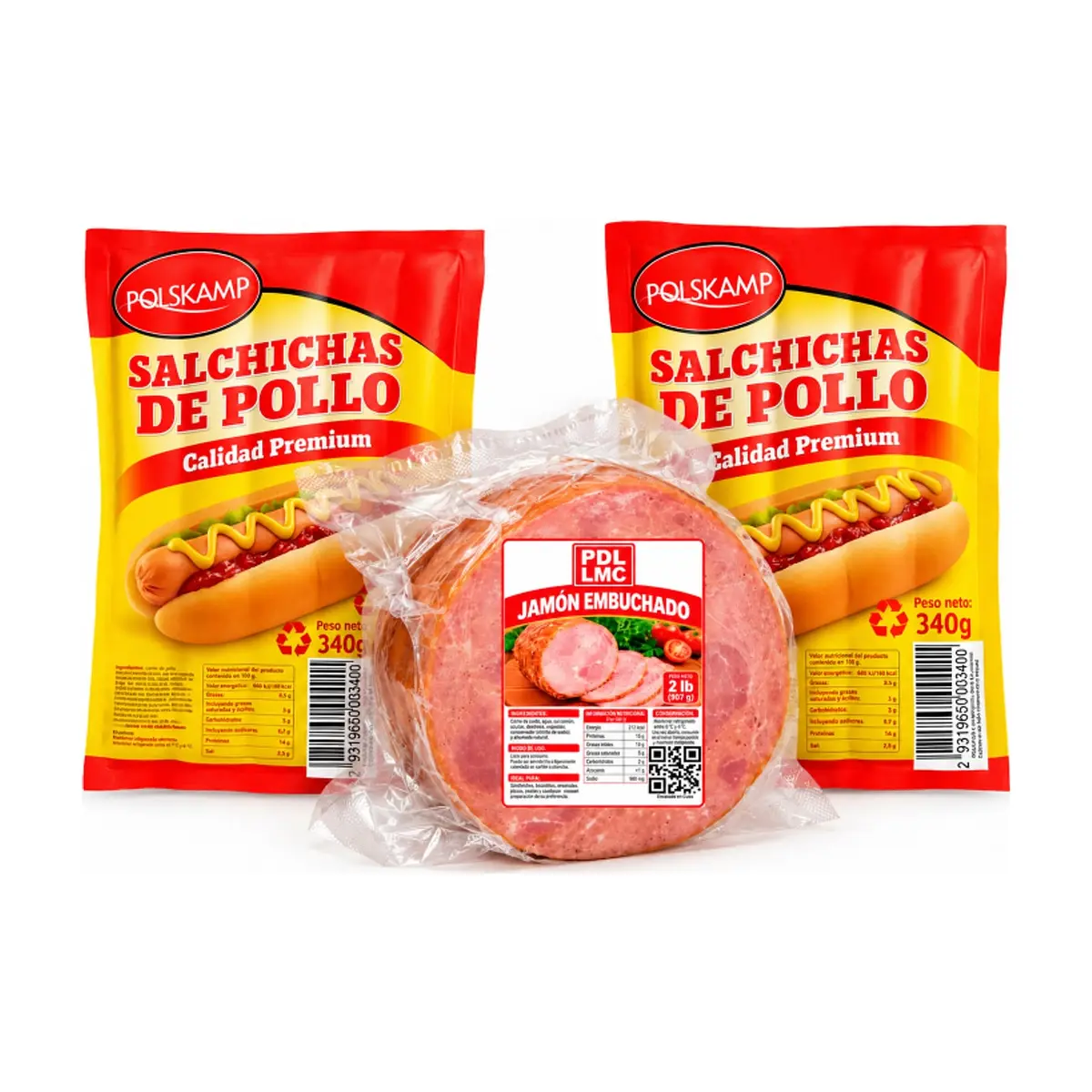 Salchichas de pollo + Jamón embuchado