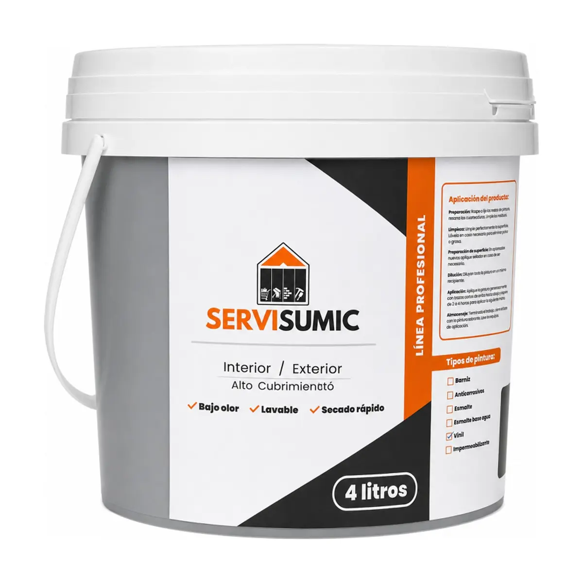 Pintura de vinil color gris SERVISUMIC (4 L)