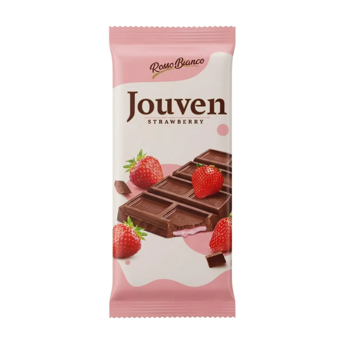 Tableta de chocolate rellena de crema de fresa Jouven Rosso Bianco (50 g / 1.76 oz) - Miniatura 1