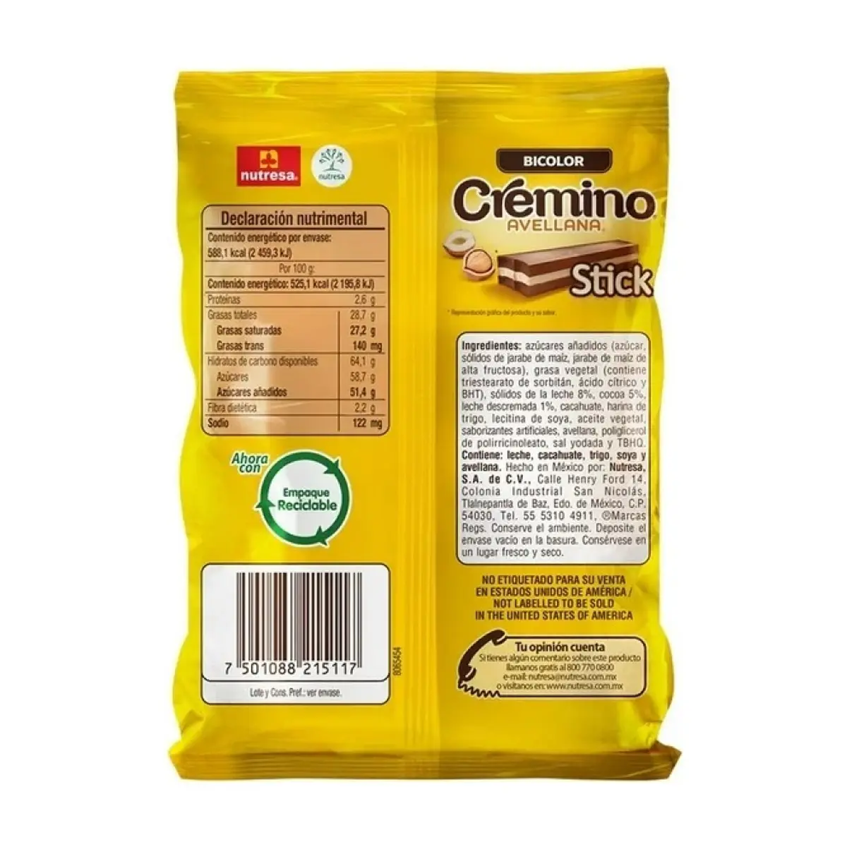 Tableta con cocoa sabor avellana Bicolor Stick Cremino (112 g / 3.95 oz) - Thumbnail 2