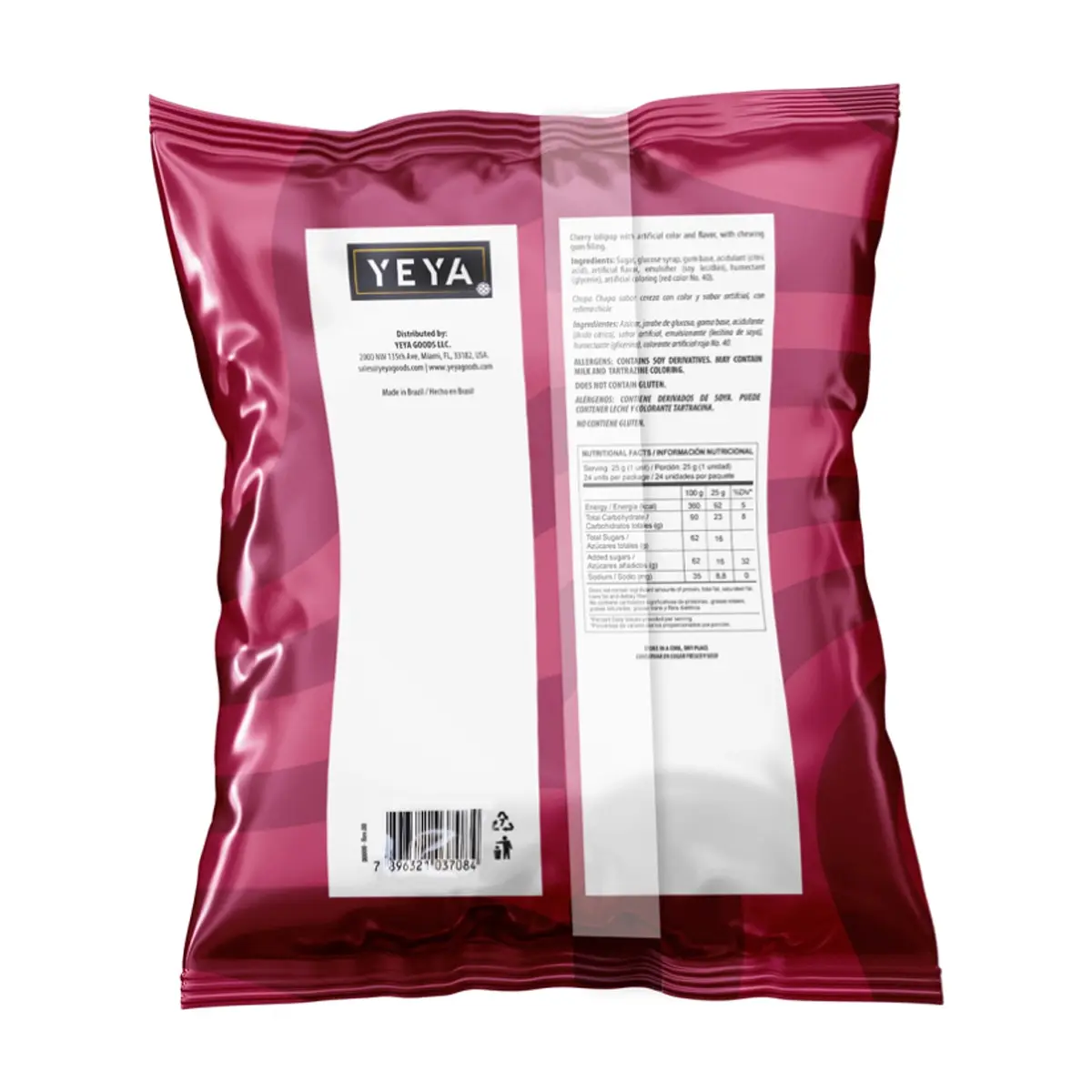 Chupa chupas con relleno de chicle sabor cereza YEYA (2 x 600 g / 1.32 lb) - Miniatura 2