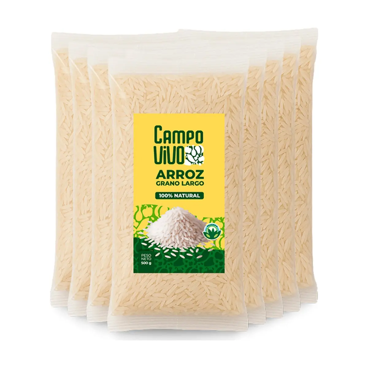 Arroz de grano largo Campo Vivo (8 x 500 g / 1.1 lb)