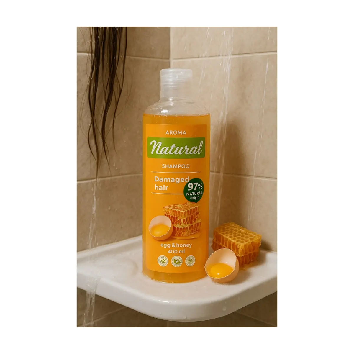 Champú de Huevo y Miel para cabellos dañados Aroma Natural (400 ml) - Thumbnail 4