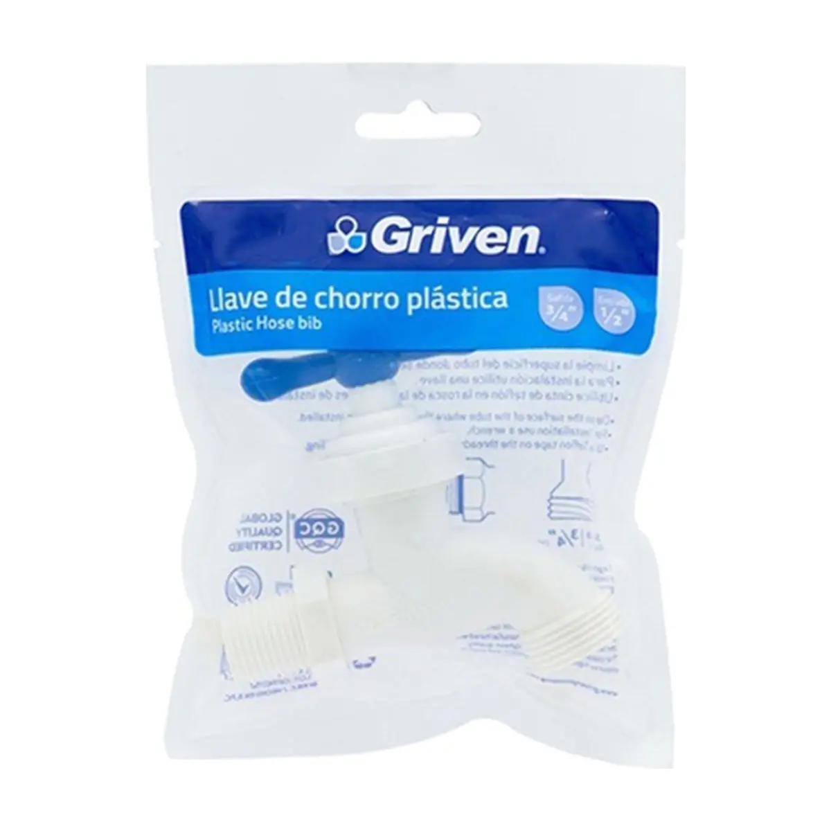 Llave de chorro plástica ½" x ¾" Griven A367-LLA-81 - Thumbnail 3