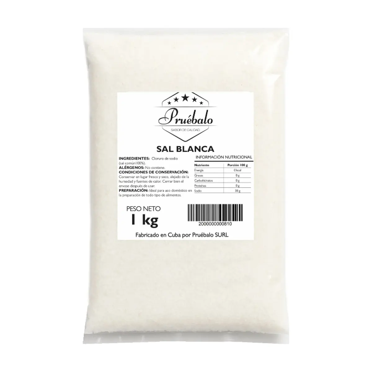 Sal blanca Pruébalo (1 kg / 2.20 lb)