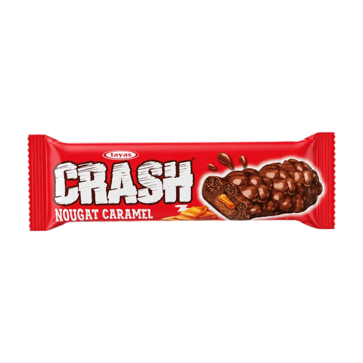 Barra de caramelo de maíz arroz crujiente y turrón recubierta de cacao Crash Tayas (40 g / 1.41 oz)