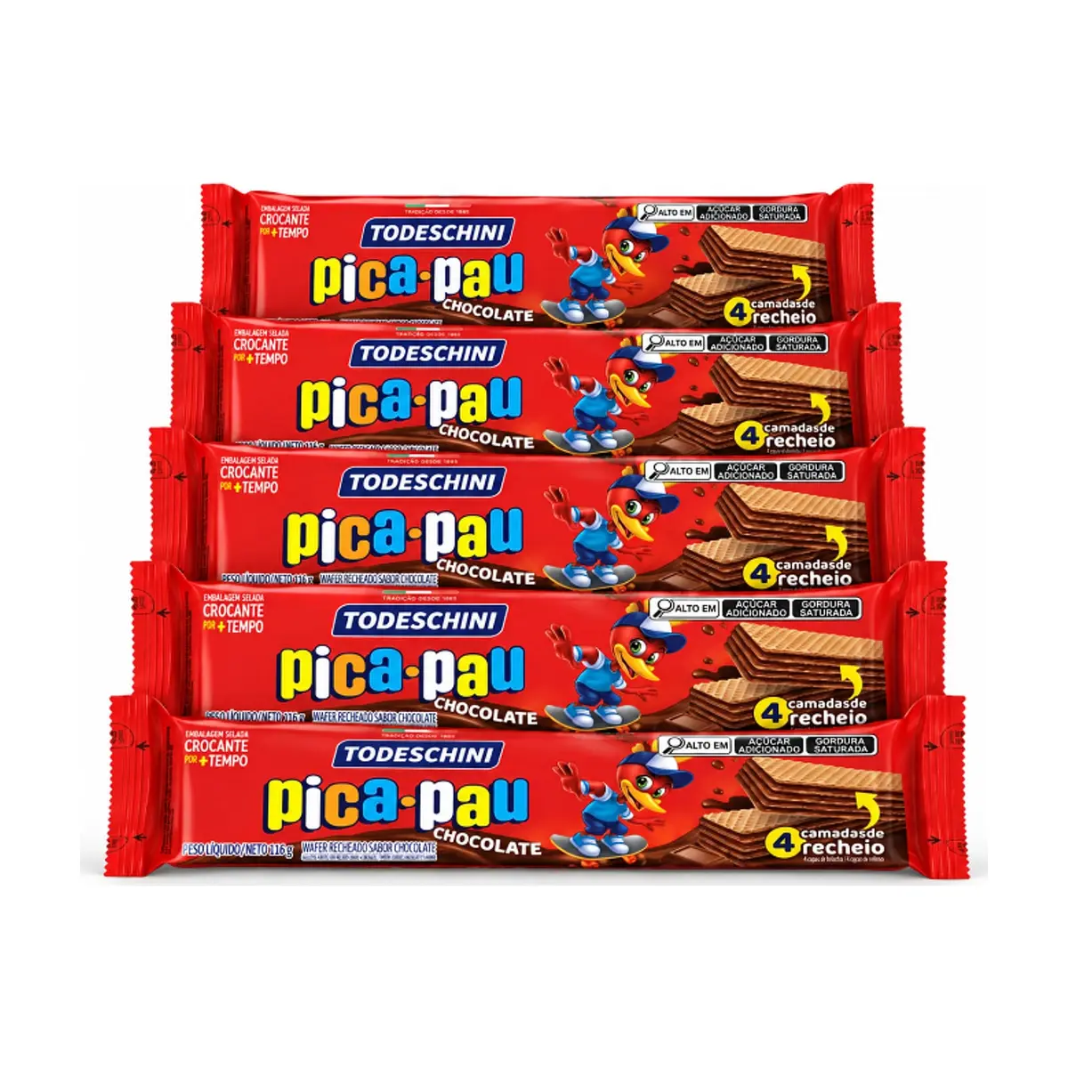 Sorbeto de chocolate pica-pau Todeschini (5 x 115 g / 4.06 oz) - Imagen 1