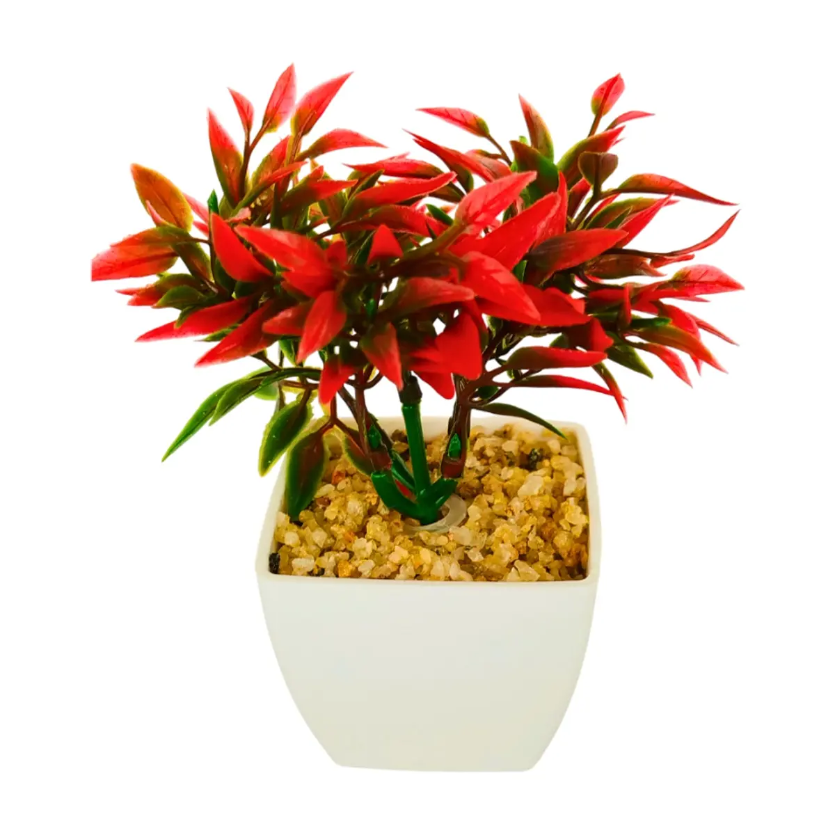 Maceta con plantas artificial verde y rojo Tiara - Thumbnail 2