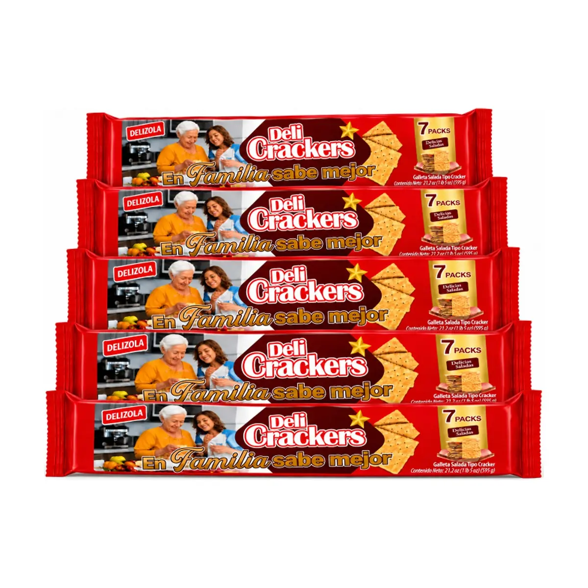 Galletas saladas tipo cracker Delizola (5 x 595 g / 1.3 lb) - Imagen 1