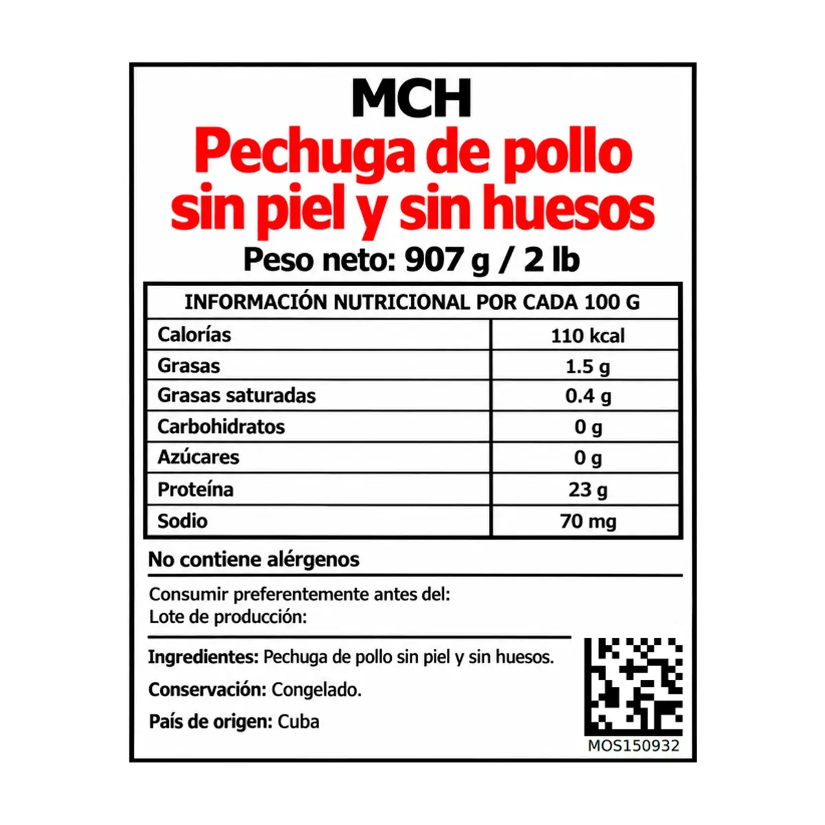 Pechuga de pollo sin piel y sin huesos MCH (907 g / 2 lb) - Thumbnail 2
