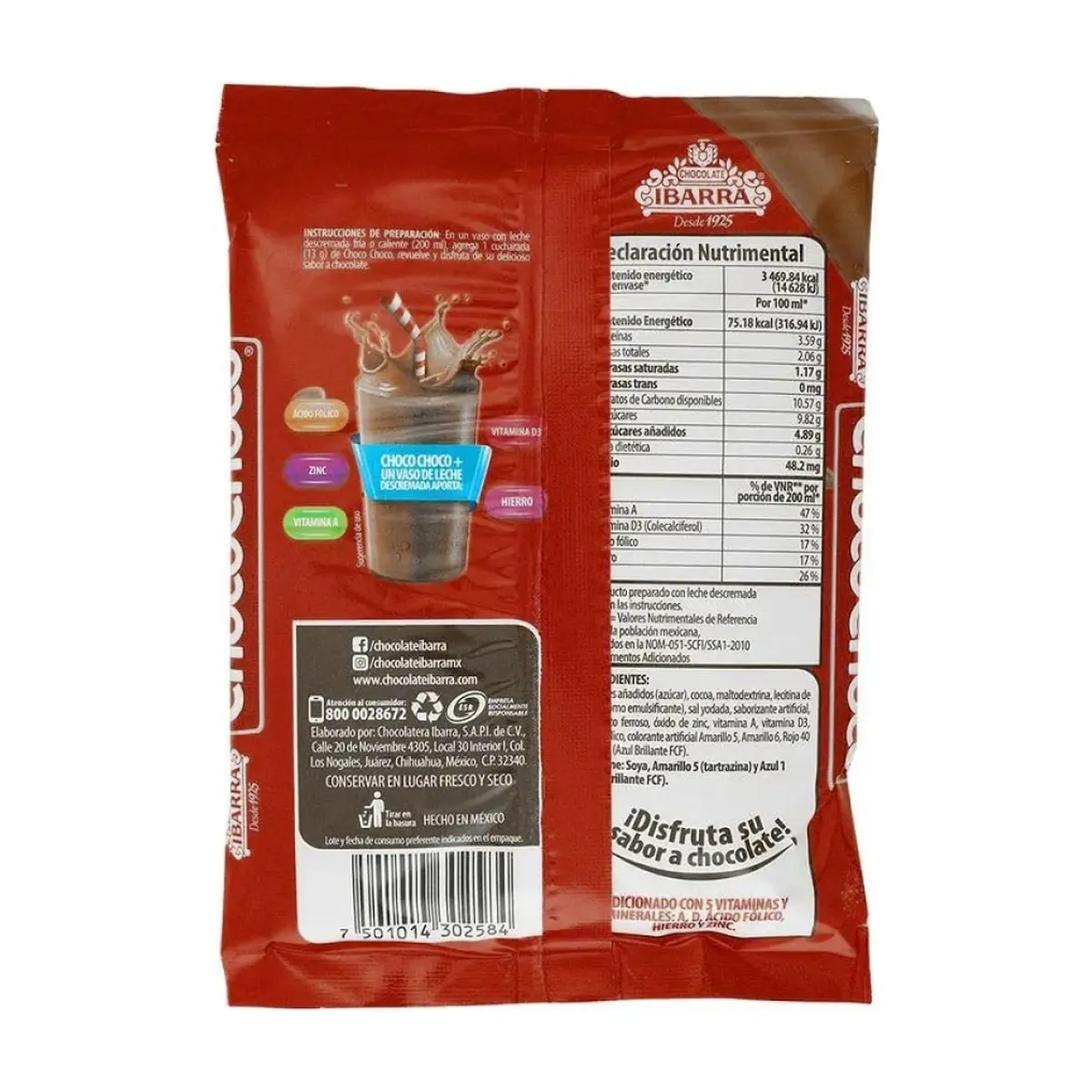 Polvo para preparar una bebida sabor a chocolate Choco Choco Ibarra (300 g / 10.58 oz) - Thumbnail 3