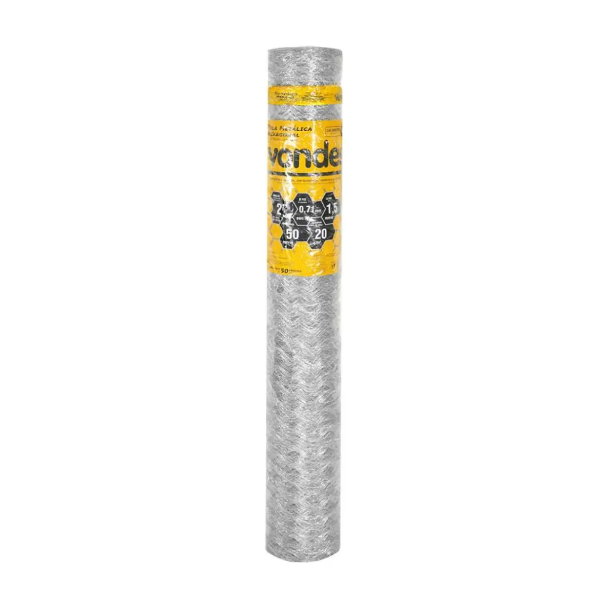 Malla hexagonal galvanizada 2" de apertura 1.5 m x 50 m Vonder
