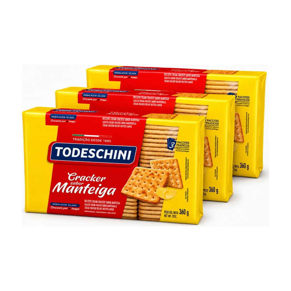 Galletas Cream Cracker sabor mantequilla Todeschini (3 x 360 g / 12 oz) - Imagen 1