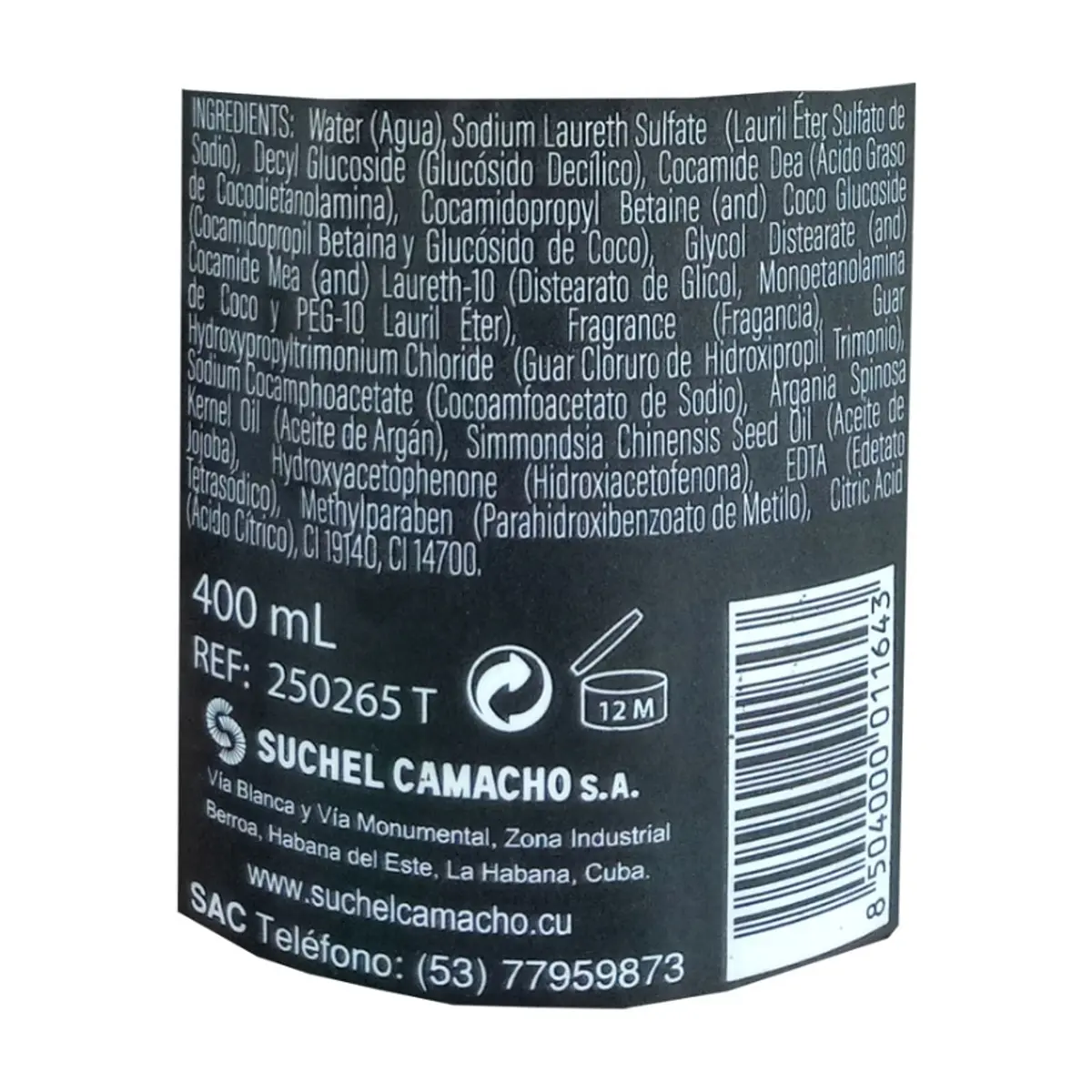 Champú sin sal con aceite de argán y jojoba Suchel Camacho (400 ml) - Thumbnail 8