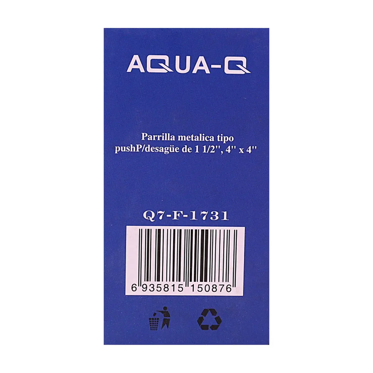 Parrilla metálica tipo push para desagüe de 1-1/2 Q7-F-1731 Aqua-Q - Thumbnail 3
