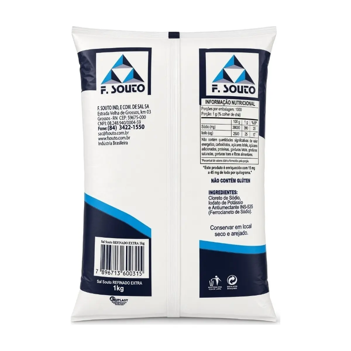 Sal refinada extra yodada Souto (1 kg / 2.20 lb) - Thumbnail 2