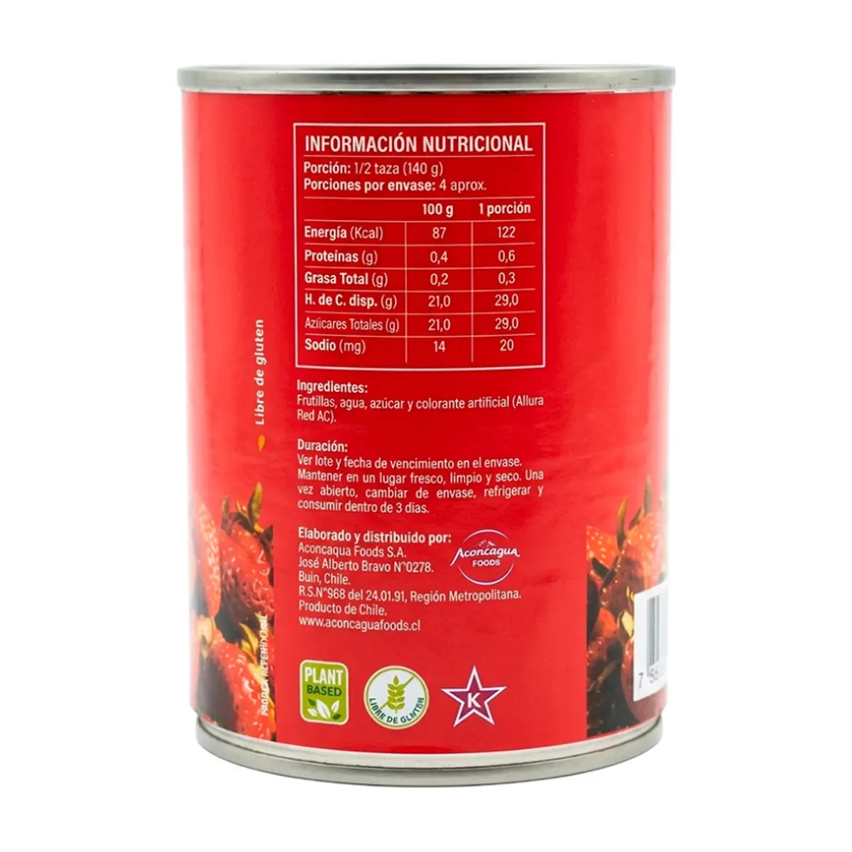 Frutillas enteras en almíbar Aconcagua (570 g / 1.25 lb) - Thumbnail 4