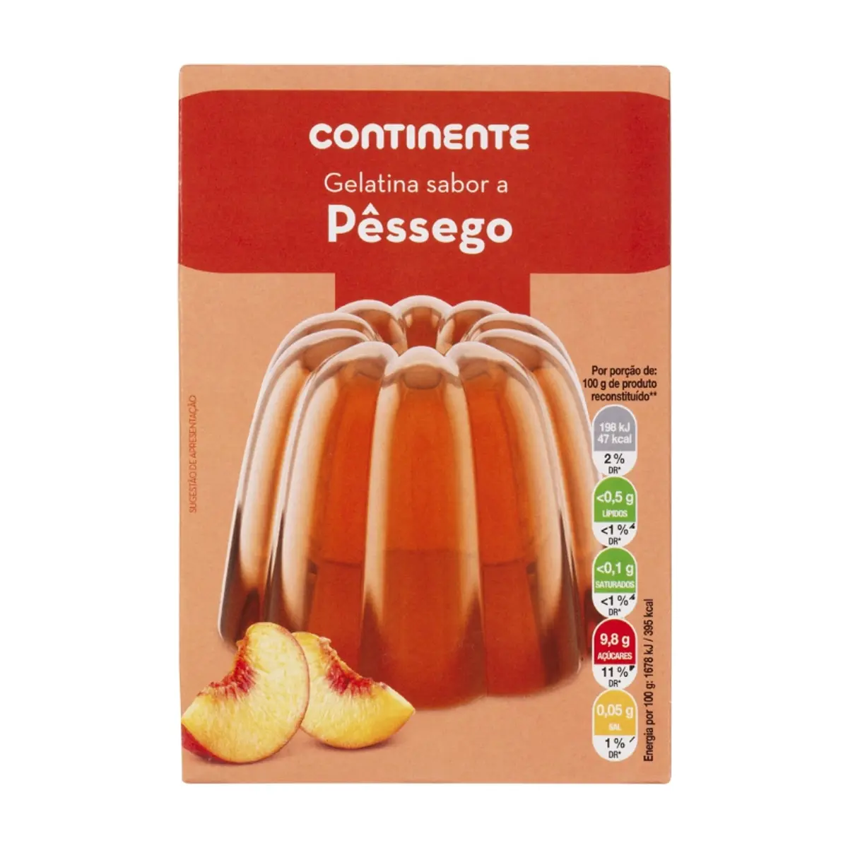 Gelatina en polvo sabor melocotón Continente (2 x 67 g / 2.36 oz)
