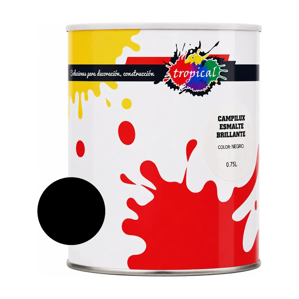 Pintura esmalte interior y exterior color negro Campilux Tropical (750 ml)