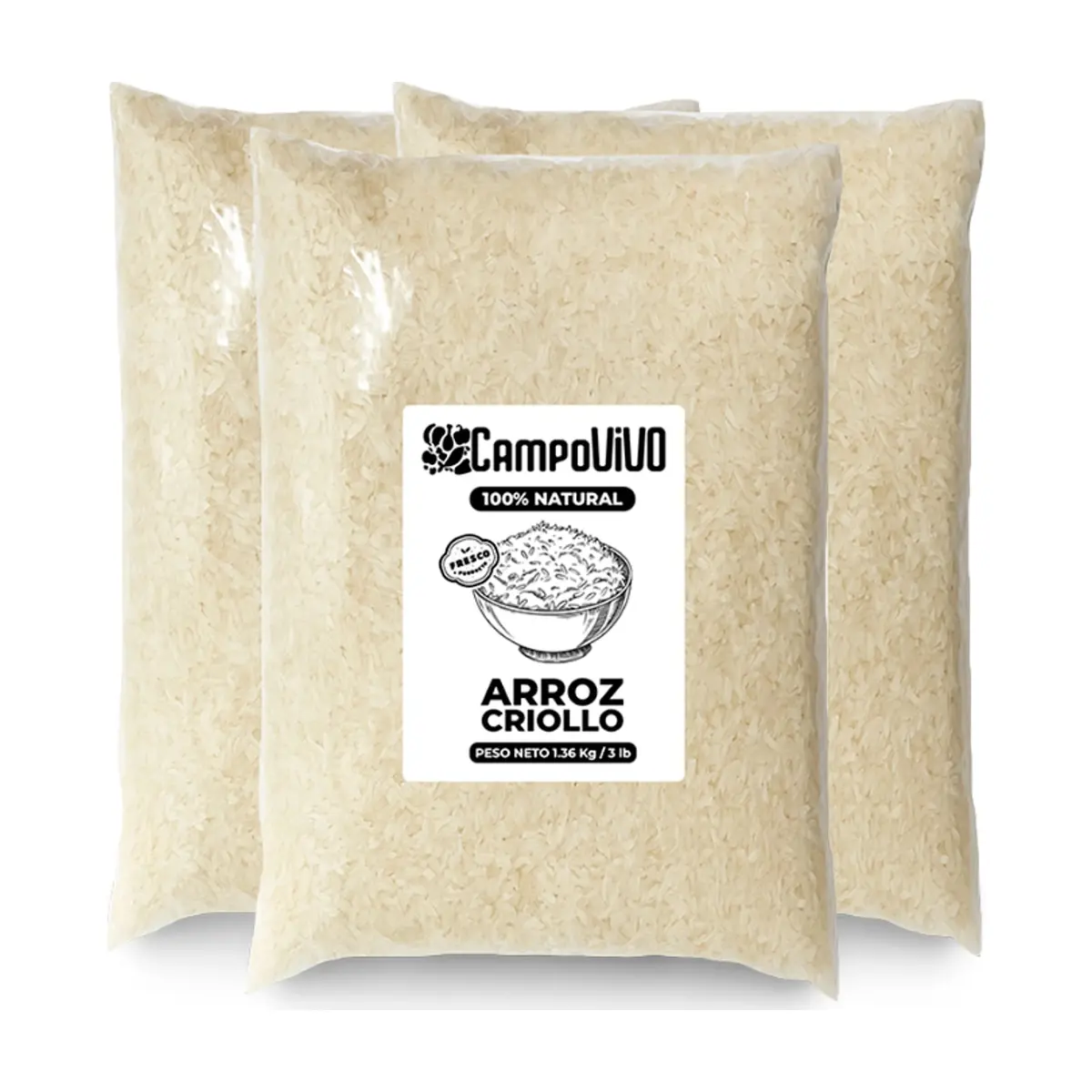 Arroz criollo Campo Vivo (3 x 1.36 kg / 3 lb)