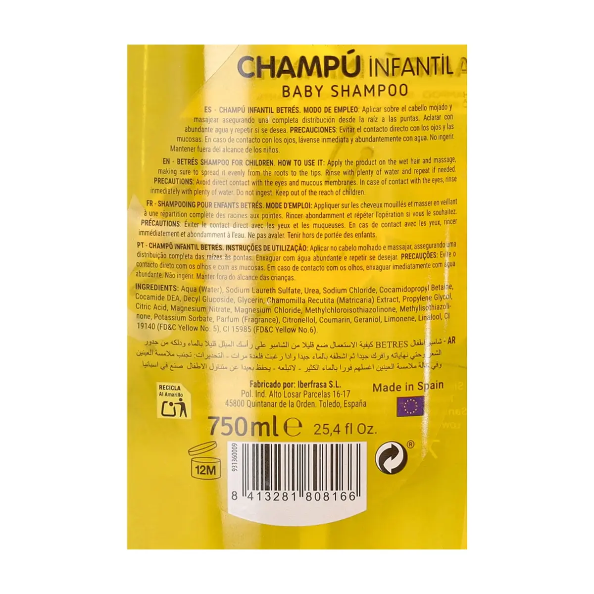 Champú infantil Betrés 750 ml - Thumbnail 3