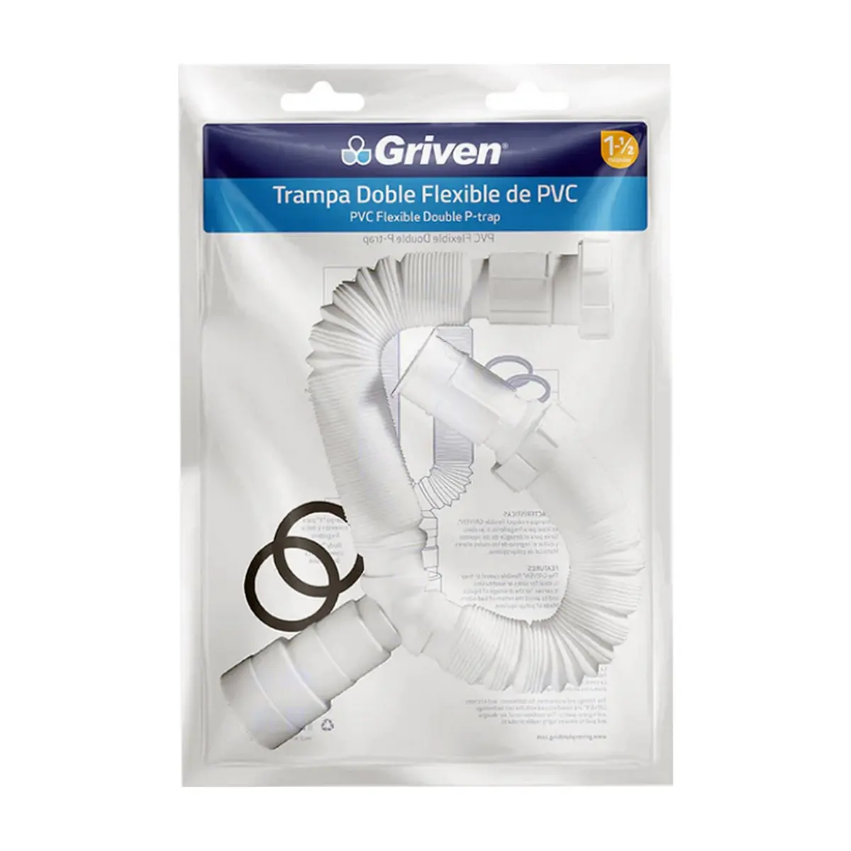 Trampa doble flexible de PVC de 1-1/2" Griven