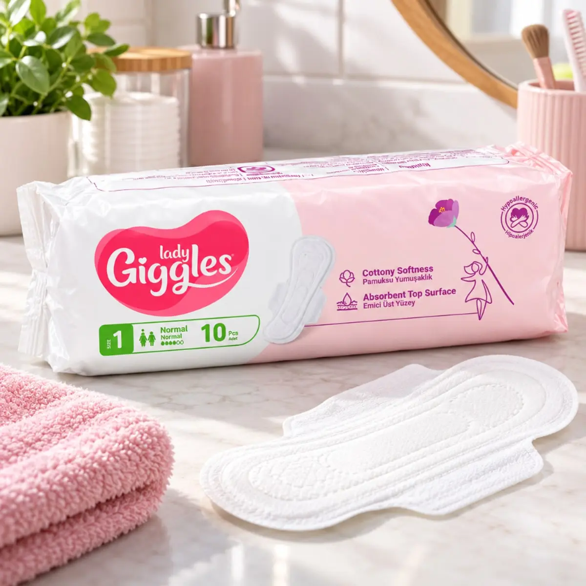 Toallas sanitarias talla 1 normal Lady Giggles (5 x 10 U) - Miniatura 2