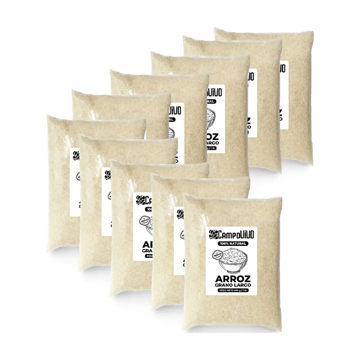 Arroz de grano largo Campo Vivo (10 x 454 g / 1 lb)
