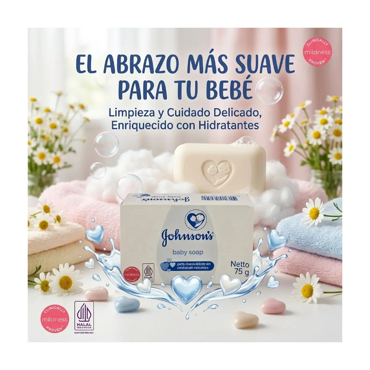 Jabón para bebé con fórmula hidratante Johnson´s (75 g / 2.64 oz) - Thumbnail 5
