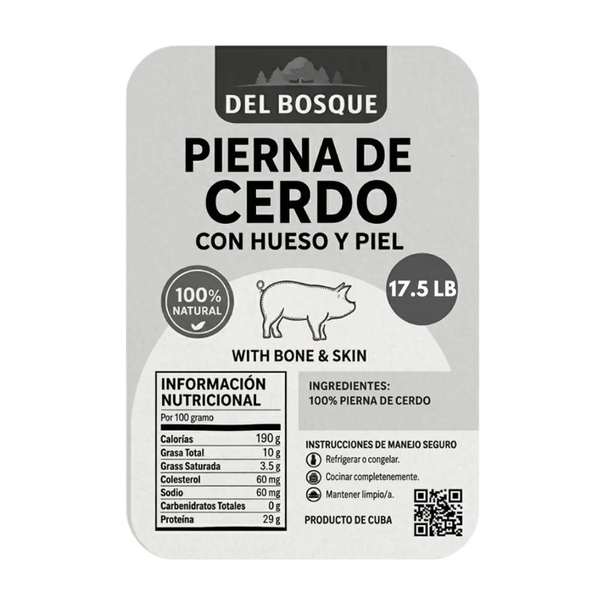 Pierna de cerdo con piel y hueso Del Bosque (7.94 kg / 17.5 lb) - Miniatura 3
