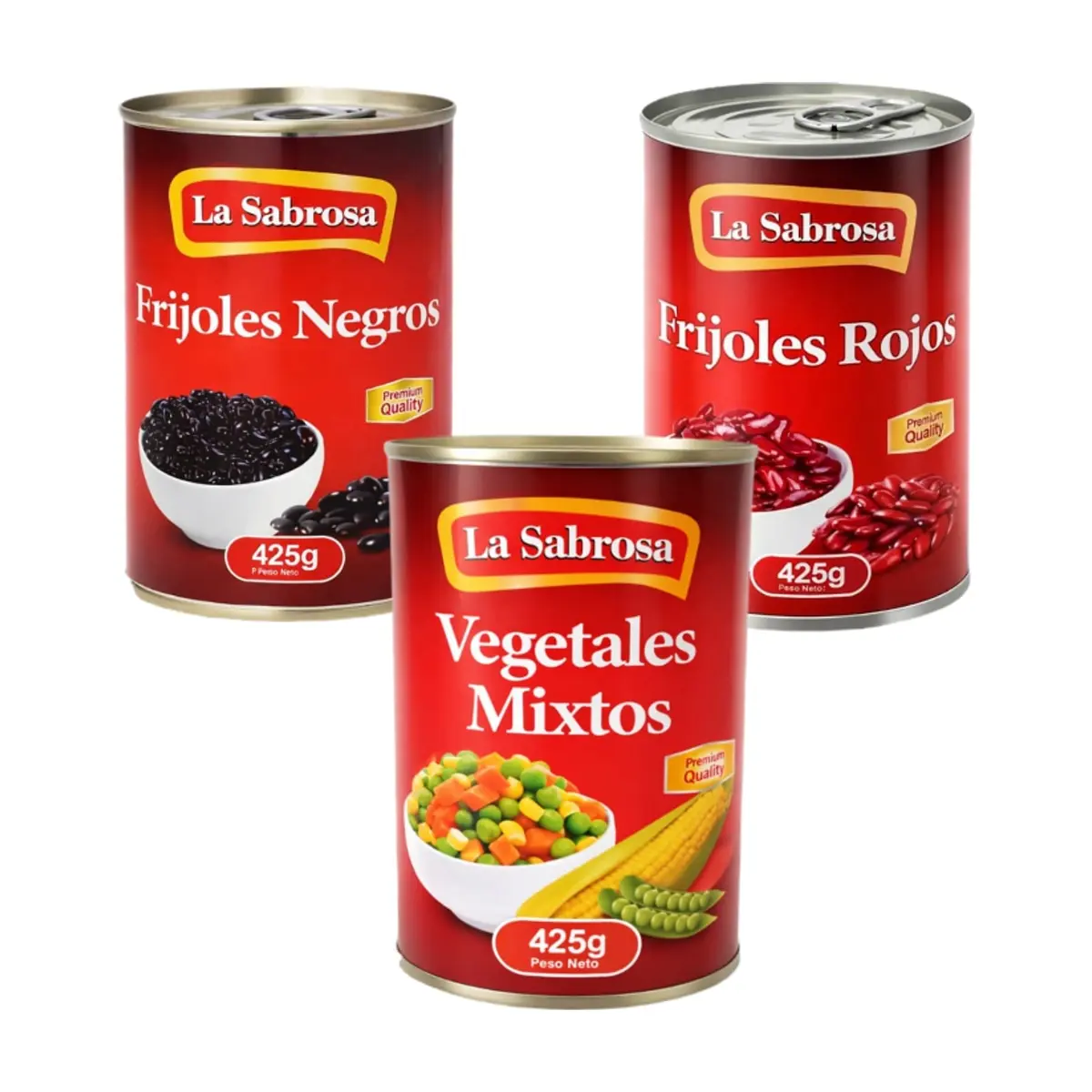 Frijoles negros enlatados + Vegetales mixtos + Frijoles rojos enlatados - Imagen 1